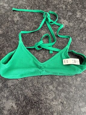 aerie Green Textured Tie-Back Bikini Top